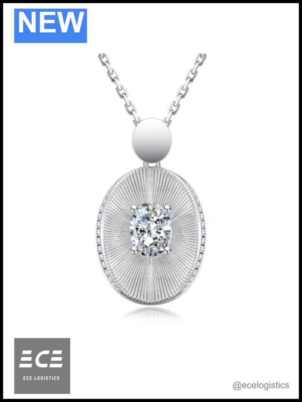 Moissanite Pendant Necklace 925 Sterling Silver Oval Cut Adjustable Chain